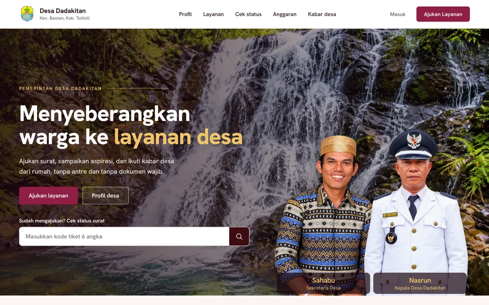 Tampilan beranda Desa Dadakitan