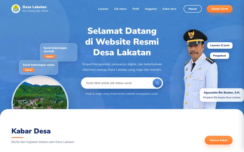Tampilan beranda Desa Lakatan