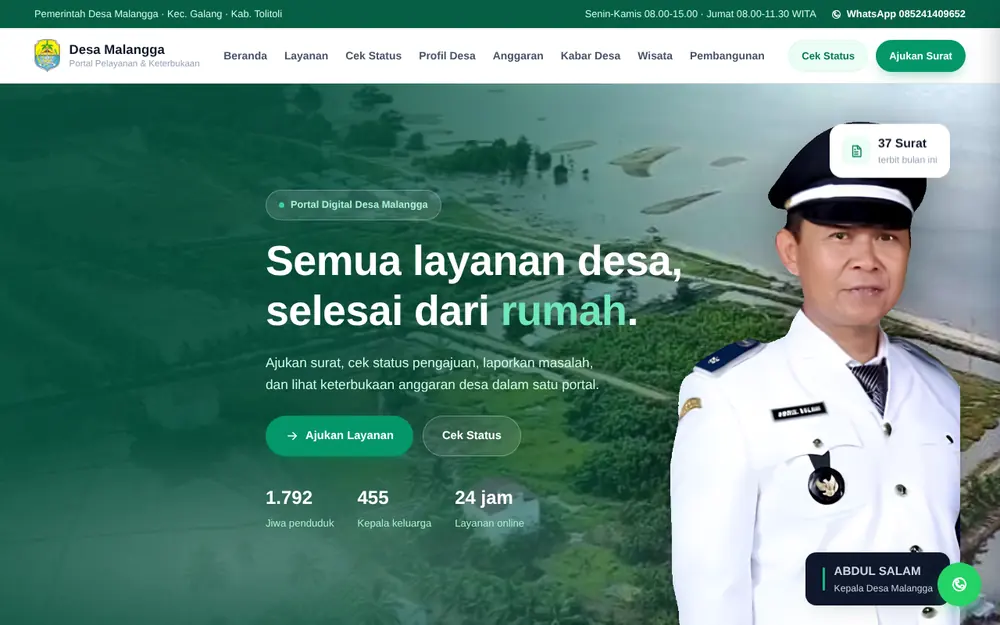 Tampilan beranda Desa Malangga
